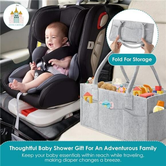 2 Pack Diaper Caddy Organizer Baby Nursery Storage Bin Car Basket Grey - Picture 6 of 8